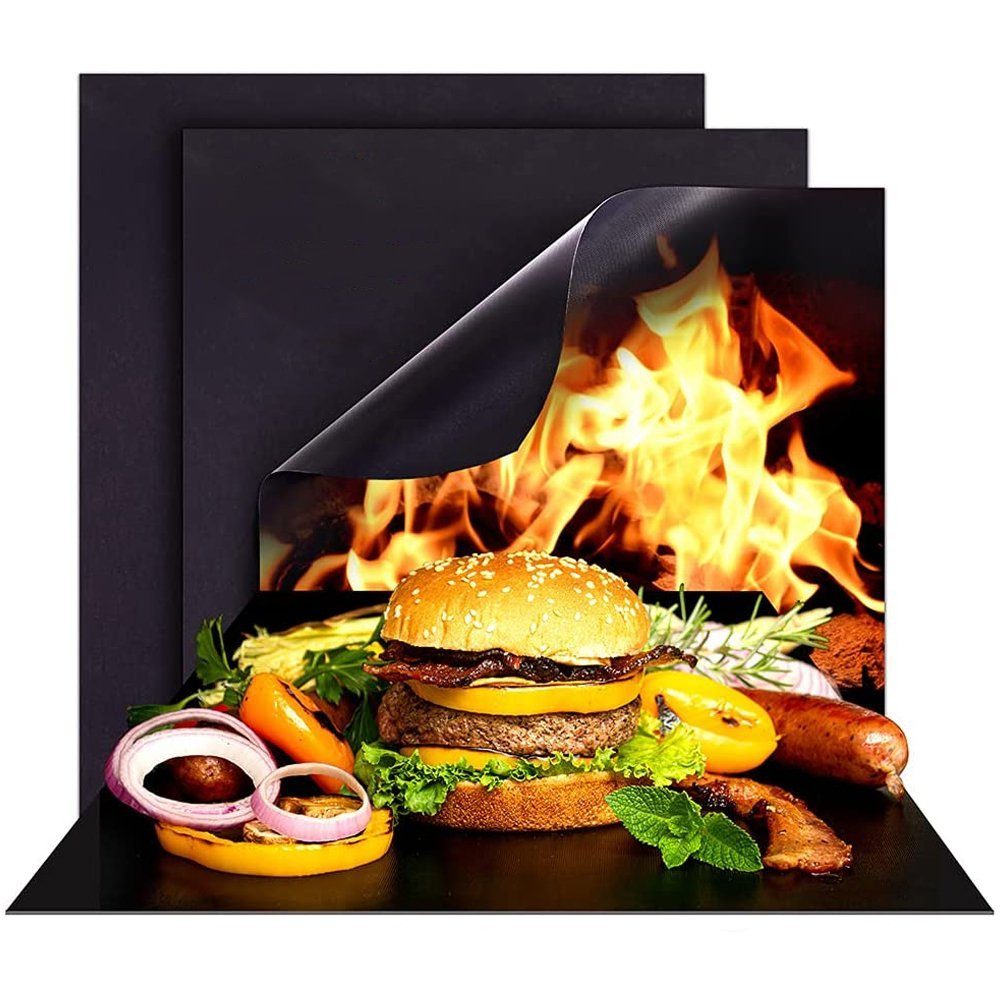 Set 4 folii antiaderente pentru gratar, Quasar & Co.®, BBQ Grill Matt, compatibile cu orice tip de gratar, teflon, 40 x 33 cm, negru 9