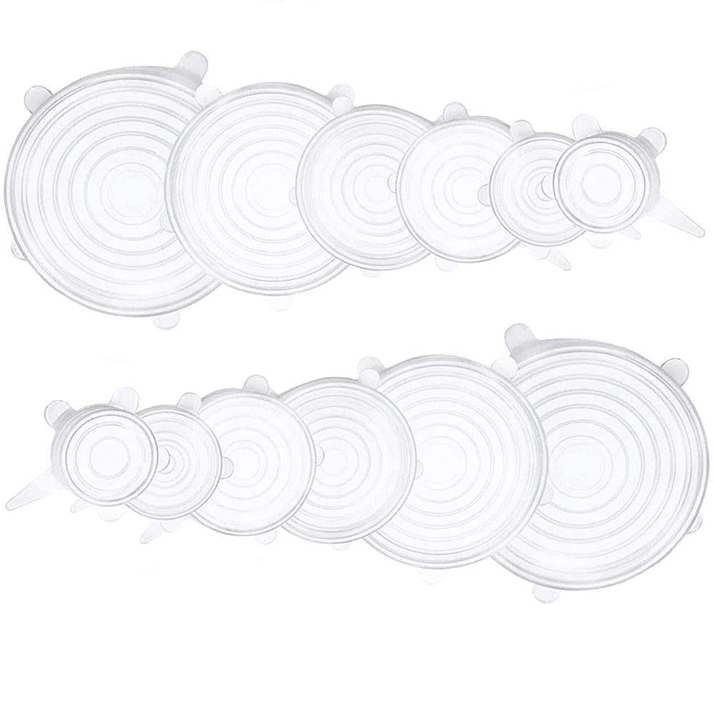 Set 12 capace flexibile, Quasar & Co.®, elastice, reutilizabile, inlocuitor folie strech, pentru castron/bol, silicon, dimensiuni diferite, transparent 2