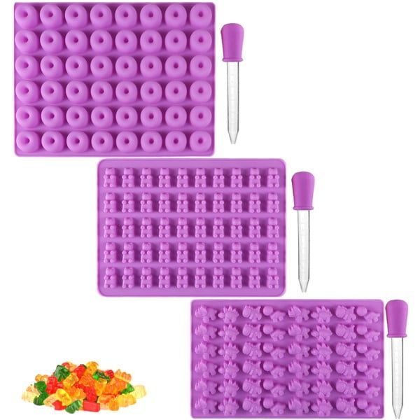 Set 3 forme jeleuri cu pipete Quasar & Co.® 146 forme, silicon, mov - imagine 4