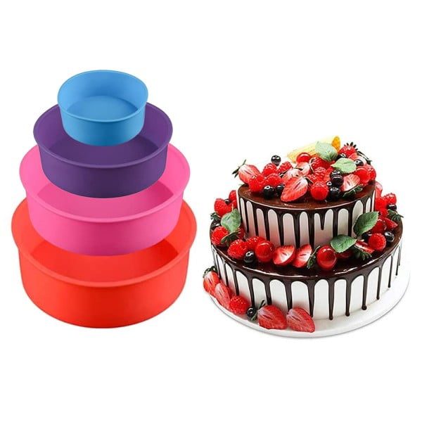 Set 4 tavi copt, Quasar & Co.®, reutilizabile, antiaderente, d 22 cm, d 20,5 cm, d 15,5 cm, d 9,5 cm, h 5,5 cm, silicon, multicolor - imagine 8