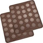 Set 2 tavi copt, Quasar & Co.®, 27 de forme rotunde, pentru prajituri/fursecuri/macarons, rezistente la temperaturi de pana la 250 grade C, silicon, maro 8