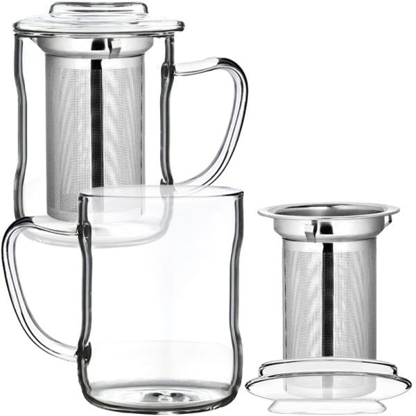 Set 2 cani ceai cu infuzor metalic, Quasar & Co.®, cu capac, termorezistente, sticla/metal, 320 ml, transparent - imagine 5