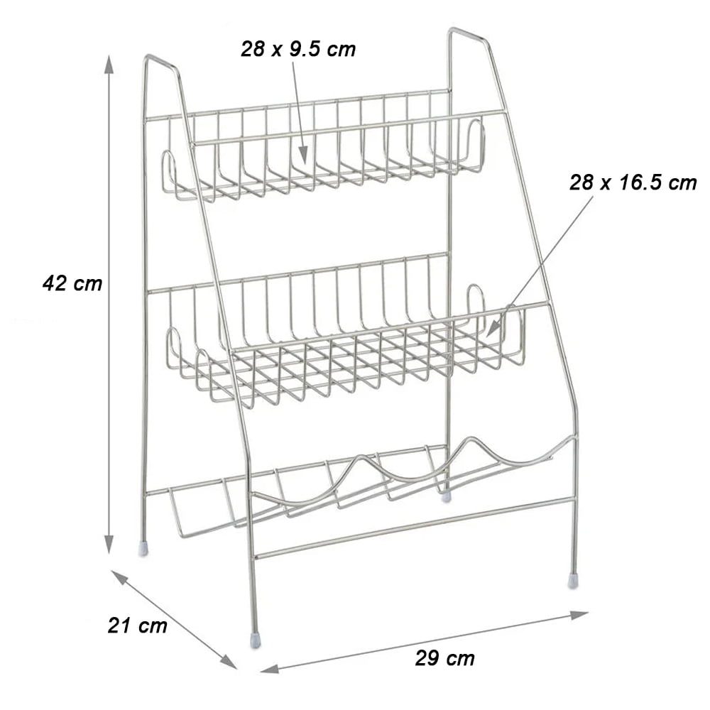 Organizator multifunctional pentru bucatarie, Relaxdays, cu suport condimente/sticle, 3 etajere, picioruse antiderapante/antizgariere, otel inoxidabil, 42 x 29 x 21 cm, argintiu 6 Organizator multifunctional pentru bucatarie, Relaxdays, cu suport condimente/sticle, 3 etajere, picioruse antiderapante/antizgariere, otel inoxidabil, 42 x 29 x 21 cm, argintiu 6