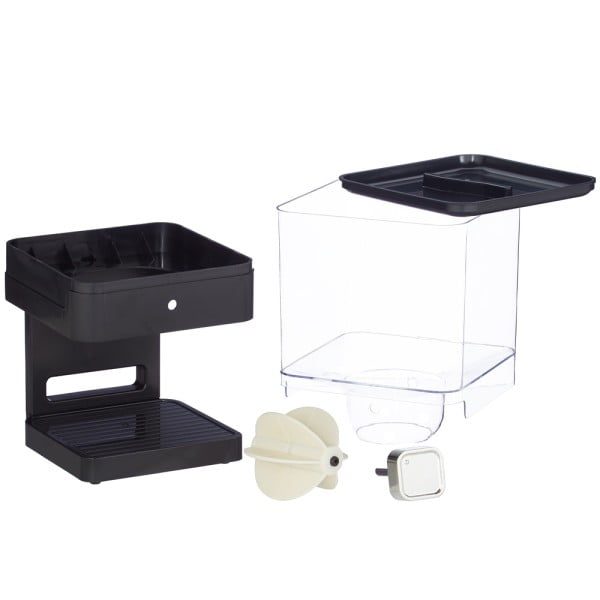 Dispenser cereale, Relaxdays, 1 x dozator musli/fulgi de porumb/bomboane, plastic/silicon, capacitate 3.5 litri, 31 x 16.5 x 18.5 cm, negru - imagine 3