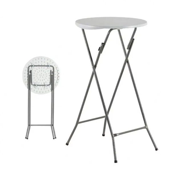 Masa evenimente Quasar & Co., banchet/catering, picioare metal pliabile, inalta, rotunda, d 60 cm, h 110 cm, ABS/metal, alb - imagine 3
