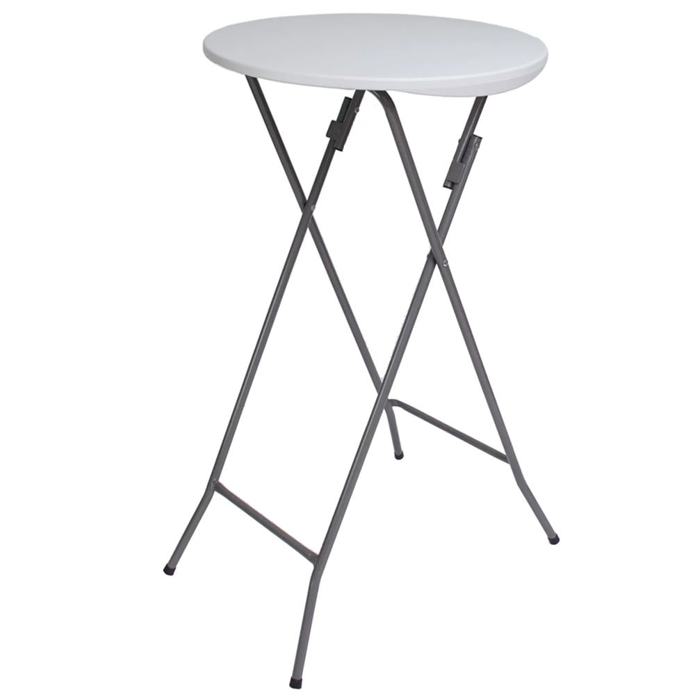 42043019-1 Masa evenimente Quasar & Co., banchet/catering, picioare metal pliabile, inalta, rotunda, d 60 cm, h 110 cm, ABS/metal, alb