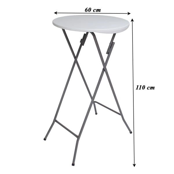 Masa evenimente Quasar & Co., banchet/catering, picioare metal pliabile, inalta, rotunda, d 60 cm, h 110 cm, ABS/metal, alb - imagine 4