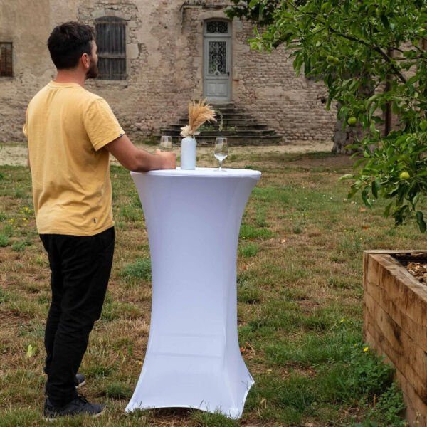 Masa evenimente Quasar & Co.®, banchet/catering, picioare metal pliabile, inalta, rotunda, d 80 cm, h 110 cm, ABS/metal, alb - imagine 14