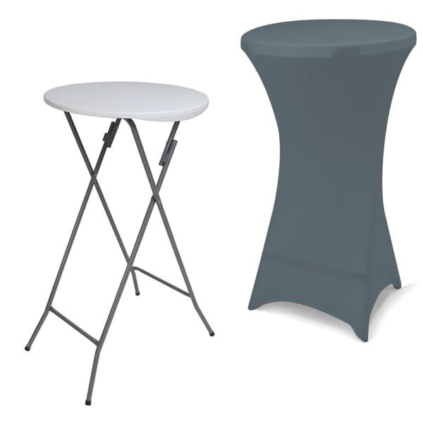 Masa evenimente Quasar & Co., banchet/catering, picioare metal pliabile, inalta, rotunda, d 60 cm, h 110 cm, ABS/metal, alb - imagine 7