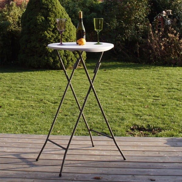 Masa evenimente Quasar & Co.®, banchet/catering, picioare metal pliabile, inalta, rotunda, d 80 cm, h 110 cm, ABS/metal, alb - imagine 10