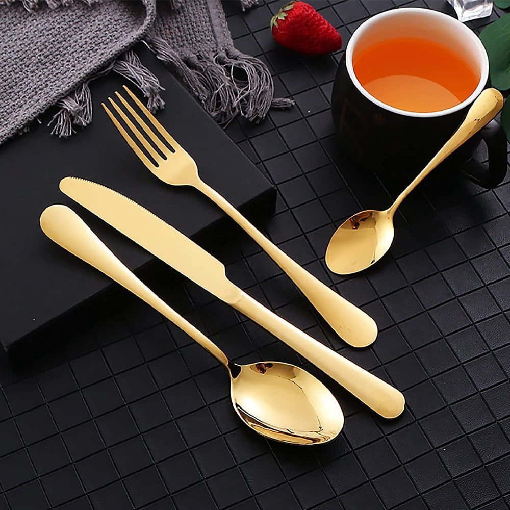 Set 24 tacamuri din inox, Quasar & Co.®, 6 x cutite, 6 x linguri, 6 x furculite, 6 x lingurite, 40 x 25.5 x 5.5 cm, auriu 5 Set 24 tacamuri din inox, Quasar & Co.®, 6 x cutite, 6 x linguri, 6 x furculite, 6 x lingurite, 40 x 25.5 x 5.5 cm, auriu 5