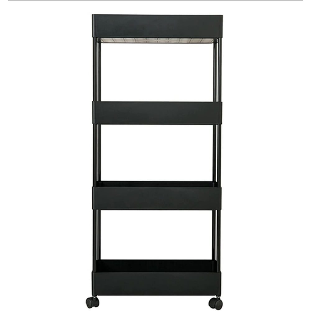 Raft universal depozitare, Quasar & Co.®, cu roti, 4 polite, dreptunghiular, 40 x 18 x 90 cm, ABS/metal, negru 3
