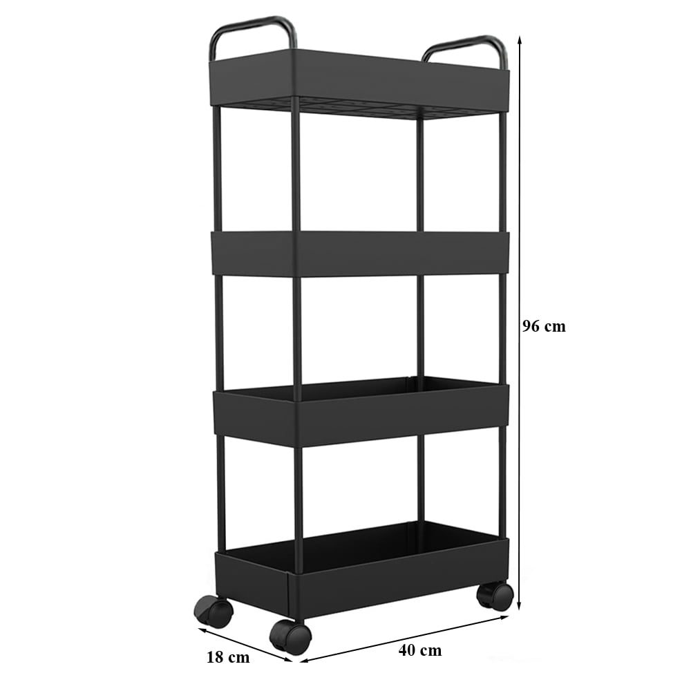 Raft universal depozitare, Quasar & Co.®, cu roti, 5 polite, dreptunghiular, 40 x 18 x 116 cm, ABS/metal, negru 5 Raft universal depozitare, Quasar & Co.®, cu roti, 5 polite, dreptunghiular, 40 x 18 x 116 cm, ABS/metal, negru 5