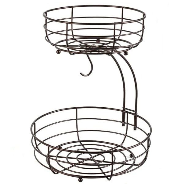Cos metalic, detasabil, Quasar & Co.®, organizator fructe, legume, 2 niveluri,  d 27,5/22 cm, h 38 cm, negru - imagine 3