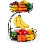 Cos metalic, detasabil, Quasar & Co.®, organizator fructe, legume, 2 niveluri,  d 27,5/22 cm, h 38 cm, negru 8