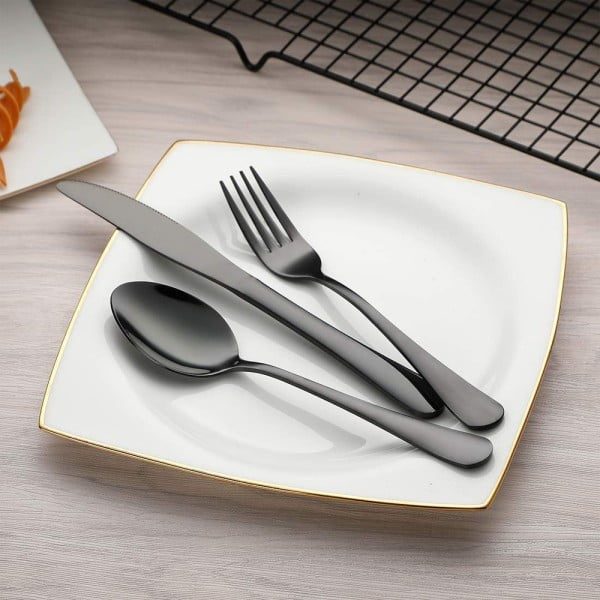 Set tacamuri inox, Quasar & Co.®, pentru birou, calatorii, camping, 7 piese in husa depozitare, 24 x 7 cm, negru - imagine 3