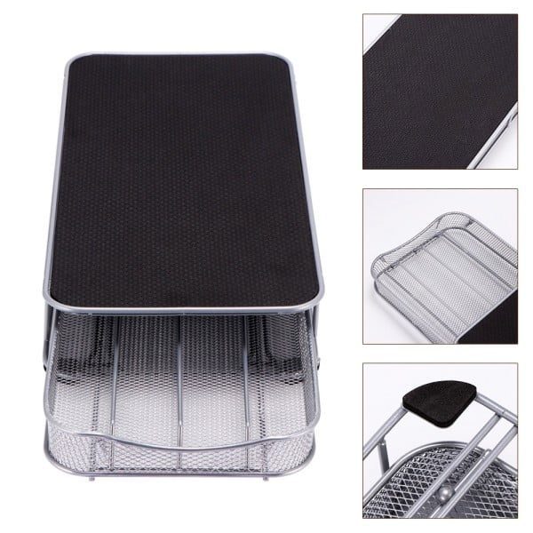 Suport pentru 40 capsule, Quasar & Co.®, compatibil Tassimo Nespresso, cu suport cafetiera, stand orizontal, 37,5 x 18,5 x 6,5 cm, metal/silicon, argintiu-negru - imagine 5