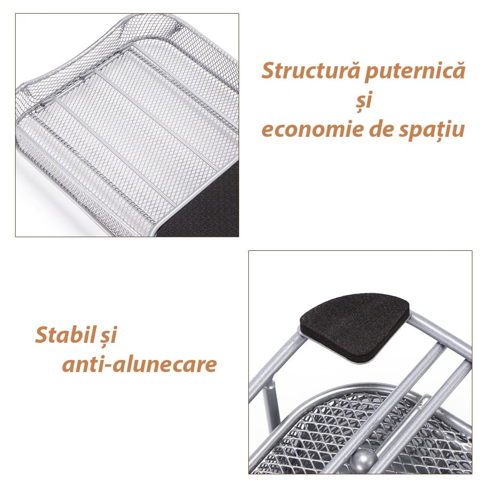 Suport pentru 40 capsule, Quasar & Co.®, compatibil Tassimo Nespresso, cu suport cafetiera, stand orizontal, 37,5 x 18,5 x 6,5 cm, metal/silicon, argintiu-negru 8