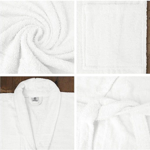 Set 2 halate de baie cu 2 perechi papuci, Quasar & Co.®, 550 g/mp, hotel quality, unisex, 100% bumbac, S/M-L/XL, alb - imagine 11