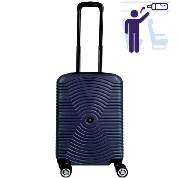 Troler cabina avion, Quasar & Co.®, Model Air Circle, 4 roti, ABS, inchidere cifru, 58 x 36 x 20 cm, bleumarin - imagine 3