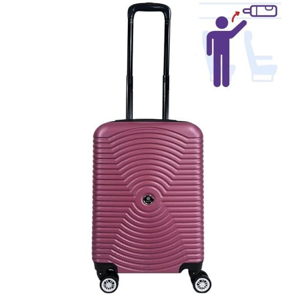 Troler cabina avion, Quasar & Co.®, Model Air Circle, 4 roti, ABS, inchidere cifru, 58 x 36 x 20 cm, roz pudrat - imagine 3