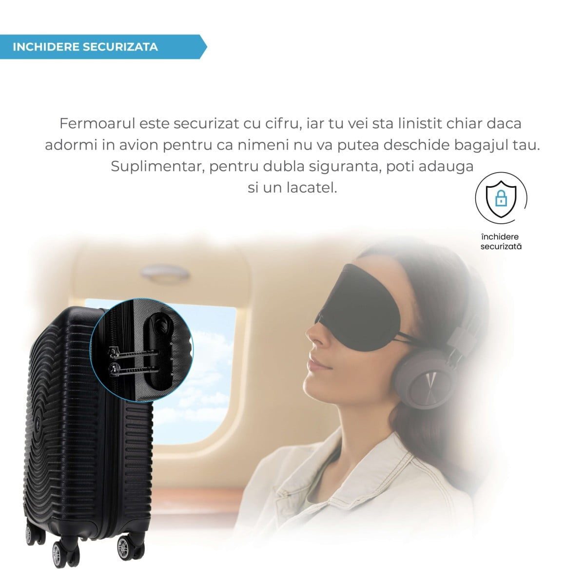 Troler cabina avion, Quasar & Co.®, Model Air Circle, 4 roti, ABS, inchidere cifru, 58 x 36 x 20 cm, negru 7 Troler cabina avion, Quasar & Co.®, Model Air Circle, 4 roti, ABS, inchidere cifru, 58 x 36 x 20 cm, negru 7