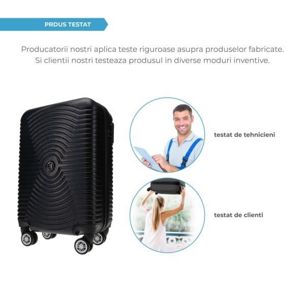Troler cabina avion, Quasar & Co.®, Model Air Circle, 4 roti, ABS, inchidere cifru, 58 x 36 x 20 cm, negru - imagine 10