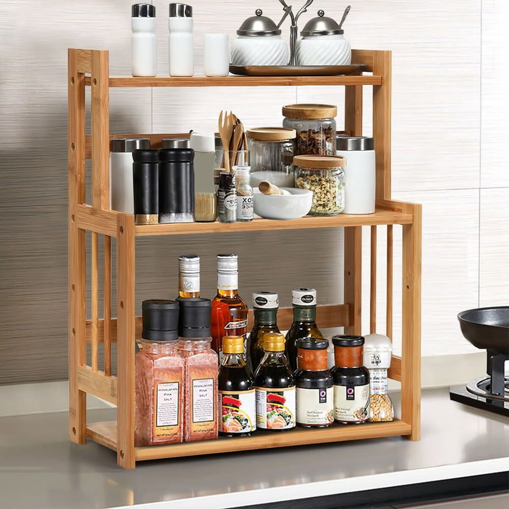 Raft depozitare cu 3 etajere, Quasar & Co.®, multifunctional, etajat, ajustabil, bambus, 50 x 42 x 18 cm, natur 10