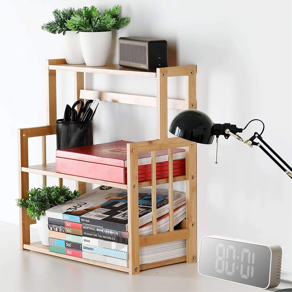 Raft depozitare cu 3 etajere, Quasar & Co.®, multifunctional, etajat, ajustabil, bambus, 50 x 42 x 18 cm, natur 6