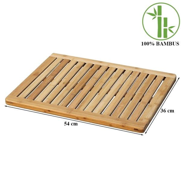 Covor baie/dus, Quasar & Co.®, gratar antiderapant, picioruse anti-alunecare, bambus, 54 x 36 x 2.5 cm, maro - imagine 5