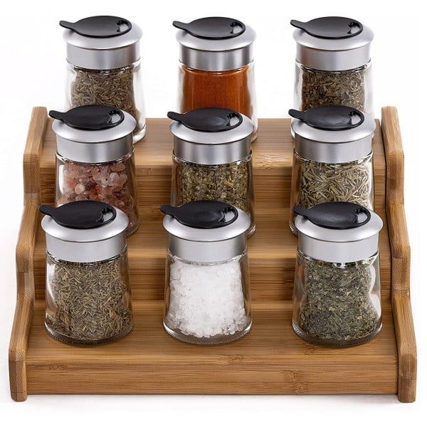 Organizator multifunctional, Quasar & Co.®, raft cu 3 niveluri, extensibil, bambus, 22-38 x 22.5 x 8.6 cm, natur - imagine 4