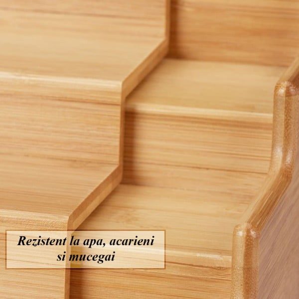 Organizator multifunctional, Quasar & Co.®, raft cu 3 niveluri, extensibil, bambus, 22-38 x 22.5 x 8.6 cm, natur - imagine 5