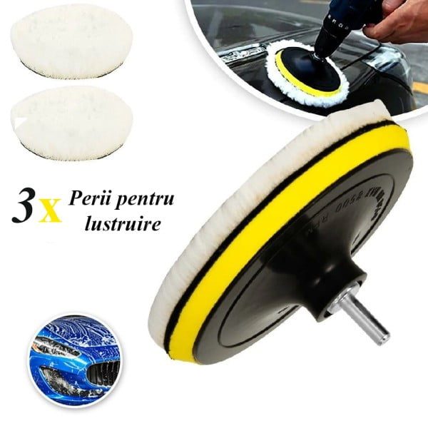 Set 7 piese polish profesional, Quasar & Co.®, 1 x taler, 3 x calote finisare, 2 x bureti, 1 x adaptor, multicolor - imagine 8