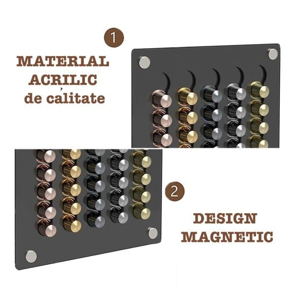 Suport magnetic pentru 35 capsule cafea, Quasar & Co.®, compatibil Nesspresso, acril, 30 x 35 cm, negru - imagine 6