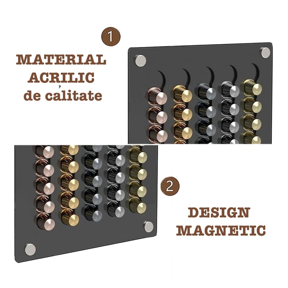 Suport magnetic pentru 35 capsule cafea, Quasar & Co.®, compatibil Nesspresso, acril, 30 x 35 cm, negru 6