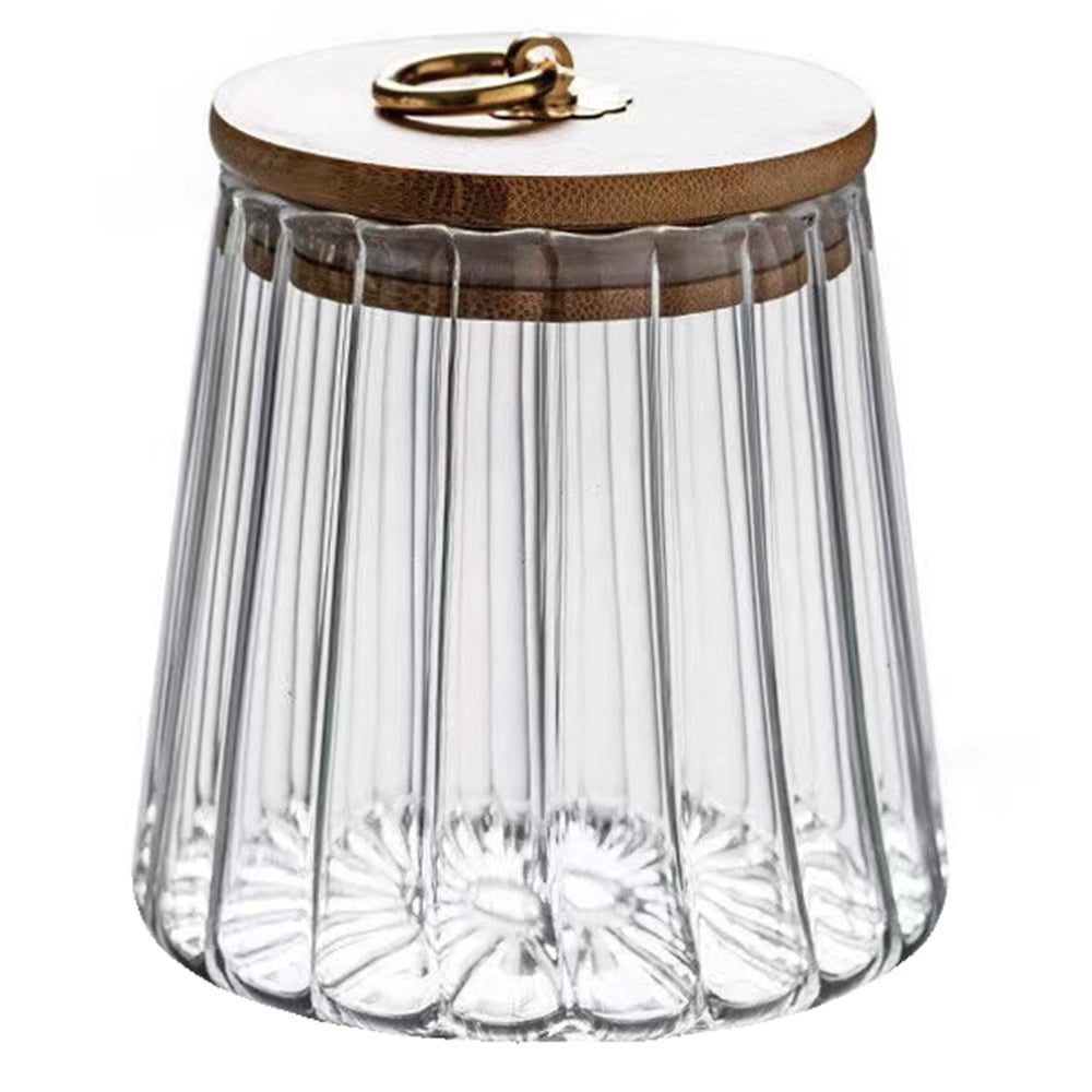 Borcan de sticla cu capac etans din bambus Quasar & Co.®, model drept, agatatoare finisaj auriu/vintage, 600 ml, transparent 2