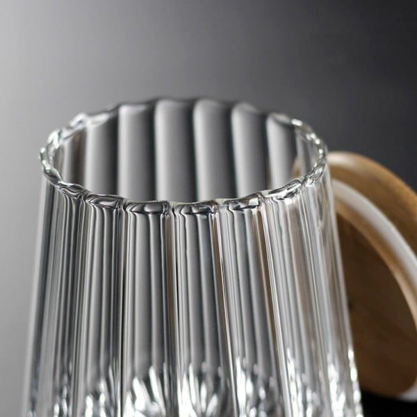 Borcan de sticla cu capac etans din bambus Quasar & Co.®, model drept, agatatoare finisaj auriu/vintage, 600 ml, transparent - imagine 9