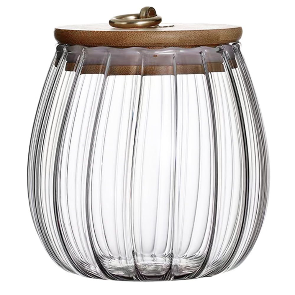 Recipient cu capac bambus Quasar & Co.®, model rotund, agatatoare finisaj auriu/vintage, borcan de sticla cu capac etans, sticla/bambus, 750 ml, transparent 2
