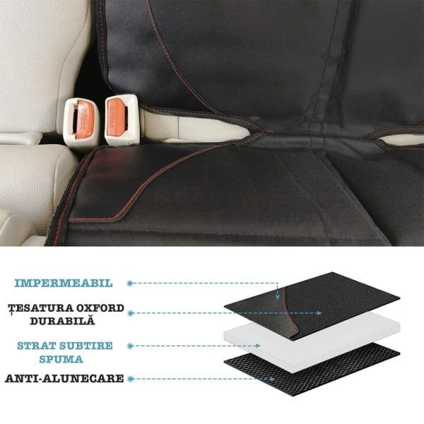 Set 2 huse protectie bancheta auto, Quasar & Co.®, 2 x buzunare depozitare, sistem antialunecare, impermeabil, 122 x 48 cm, negru - imagine 5