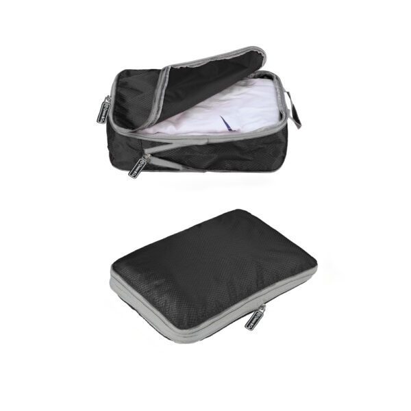 Set 6 huse organizare bagaj, Quasar & Co.®, impermeabile, sistem compresie/extensie cu fermoar, negru - imagine 5