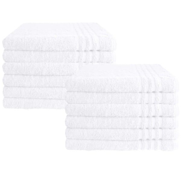 Set 12 prosoape baie corp, Quasar & Co.®, model Byrk, 70 x 140 cm, 500 g/mp, 100% bumbac, alb - imagine 1