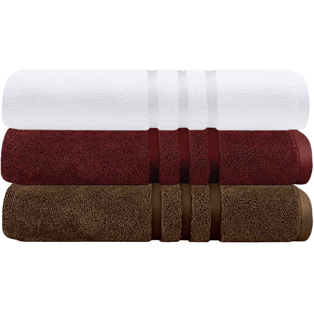 Set 3 prosoape Quasar & Co.®, 100% bumbac, 450 g/mp, 3 x 70 x 140 cm, maro-alb 3 Set 3 prosoape Quasar & Co.®, 100% bumbac, 450 g/mp, 3 x 70 x 140 cm, maro-alb 3
