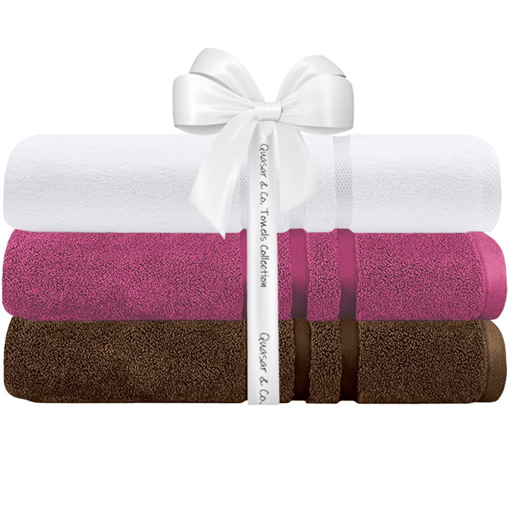Set 3 prosoape Quasar & Co.®, 100% bumbac, 450 g/mp, 3 x 70 x 140 cm, maro-fucsia 2 Set 3 prosoape Quasar & Co.®, 100% bumbac, 450 g/mp, 3 x 70 x 140 cm, maro-fucsia 2