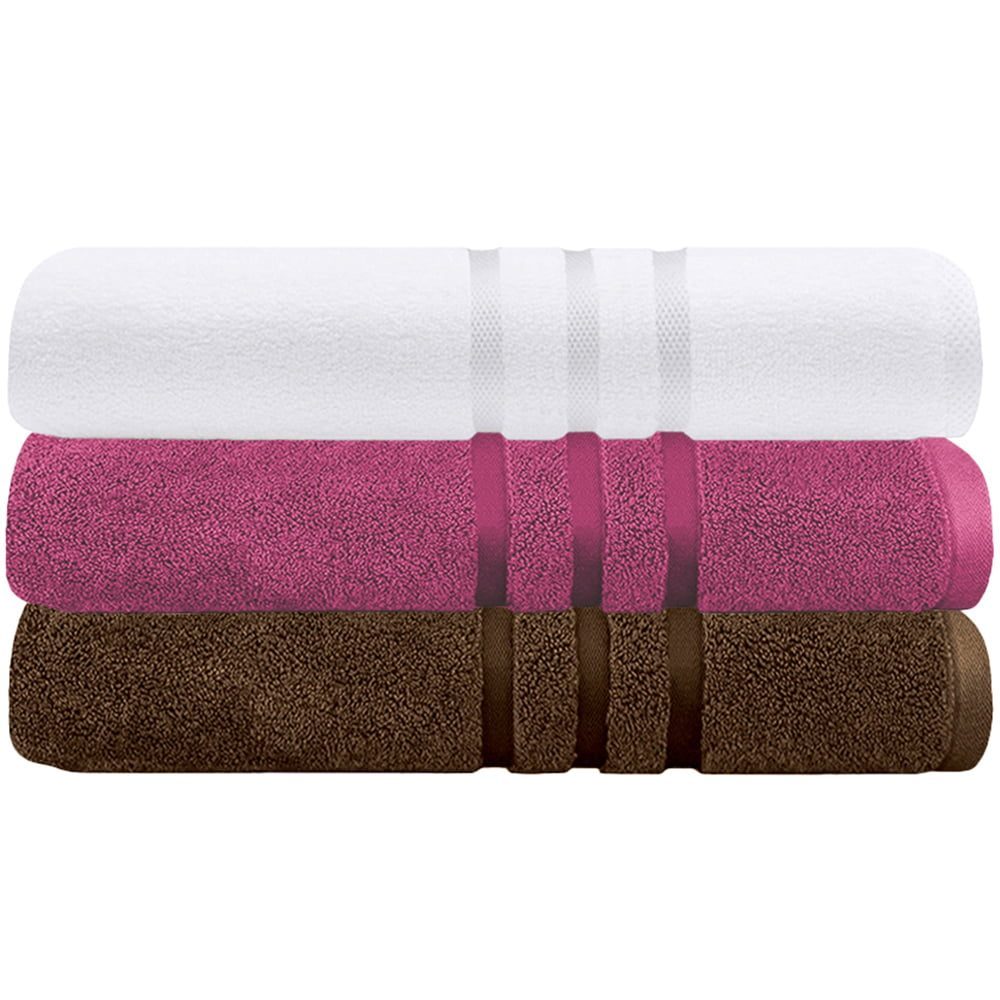 Set 3 prosoape Quasar & Co.®, 100% bumbac, 450 g/mp, 3 x 70 x 140 cm, maro-fucsia 3 Set 3 prosoape Quasar & Co.®, 100% bumbac, 450 g/mp, 3 x 70 x 140 cm, maro-fucsia 3