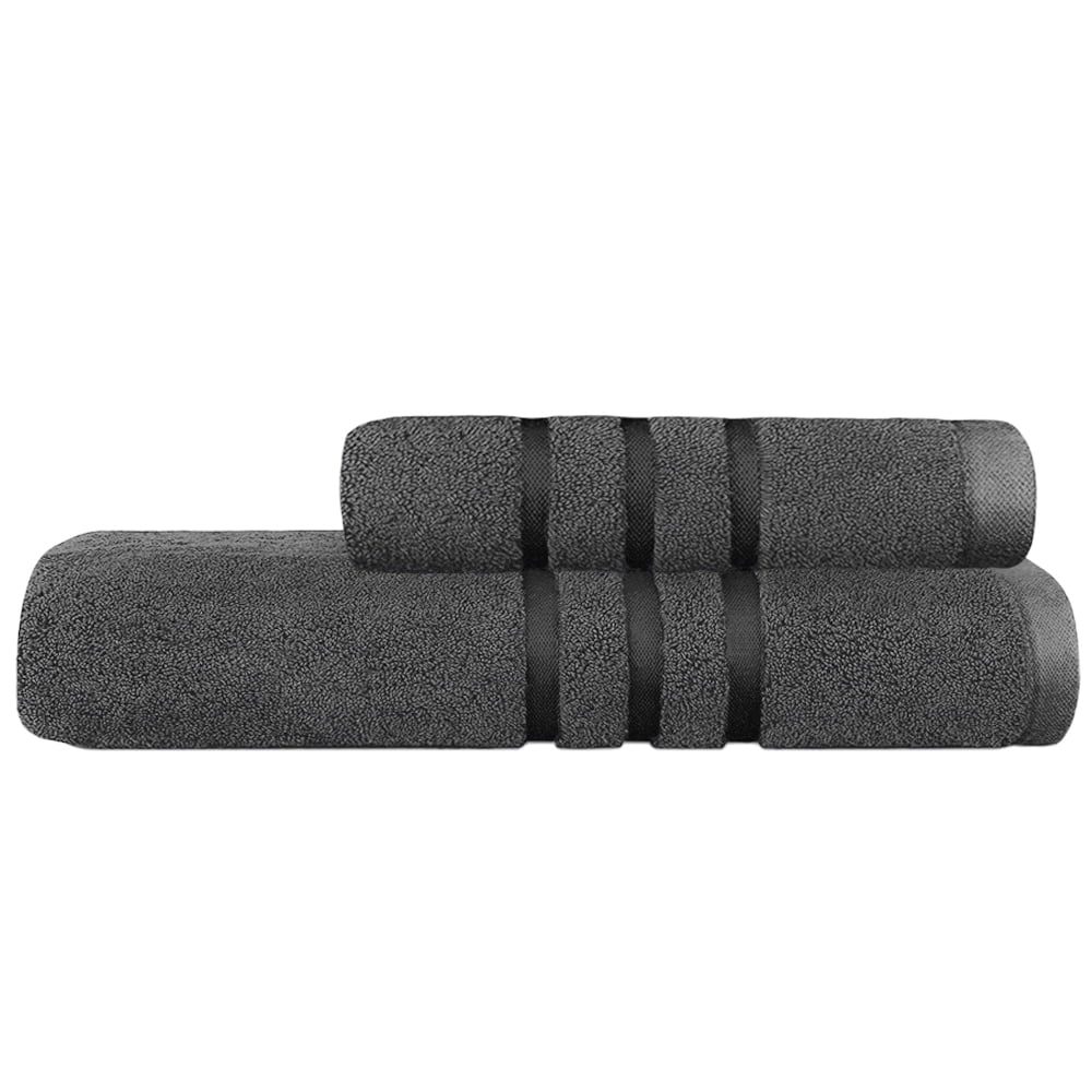 42026042-1 Set 2 prosoape Quasar & Co.®, 100% bumbac, 450 g/mp, 50 x 90/70 x 140 cm, gri