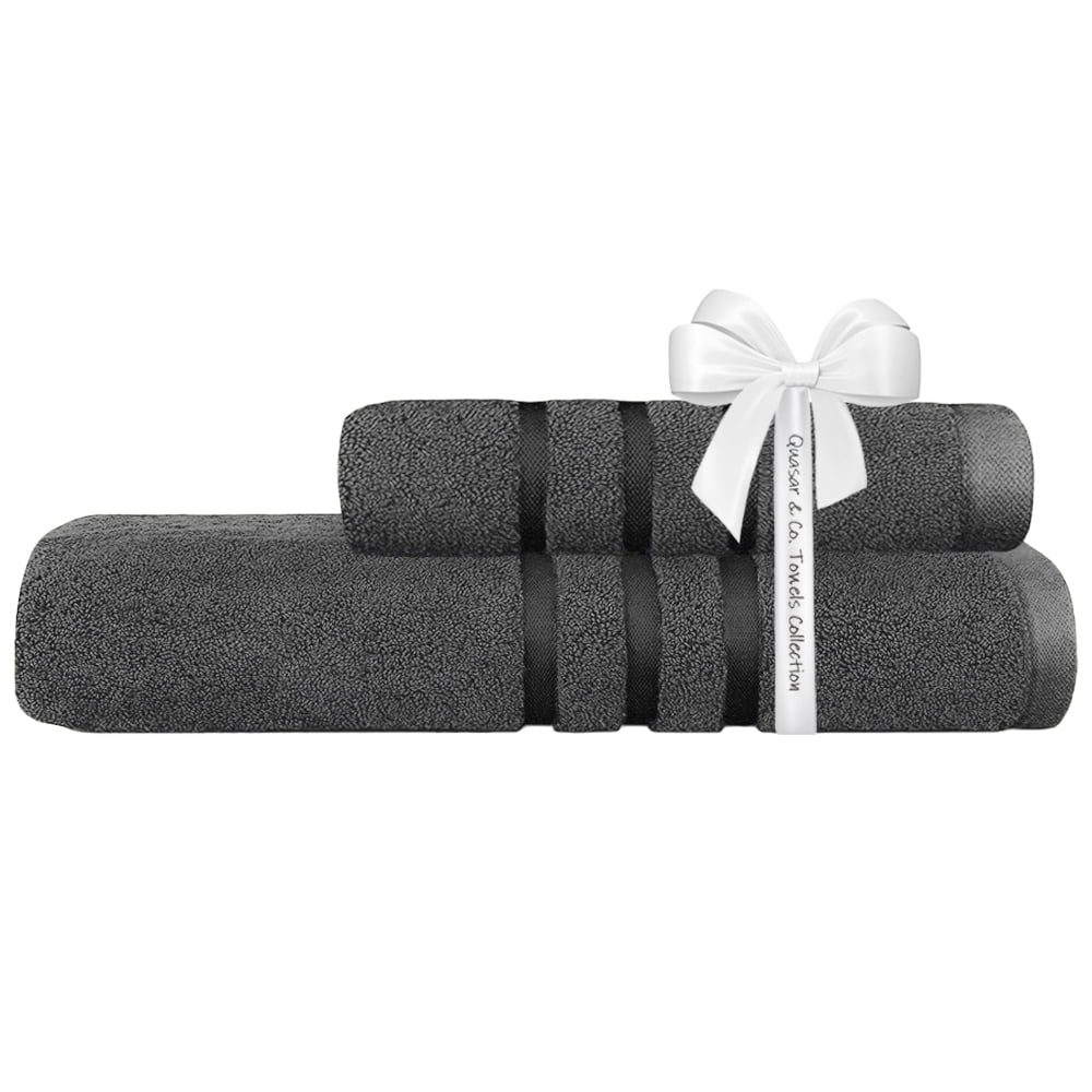 Set 2 prosoape Quasar & Co.®, 100% bumbac, 450 g/mp, 50 x 90/70 x 140 cm, gri 2 Set 2 prosoape Quasar & Co.®, 100% bumbac, 450 g/mp, 50 x 90/70 x 140 cm, gri 2