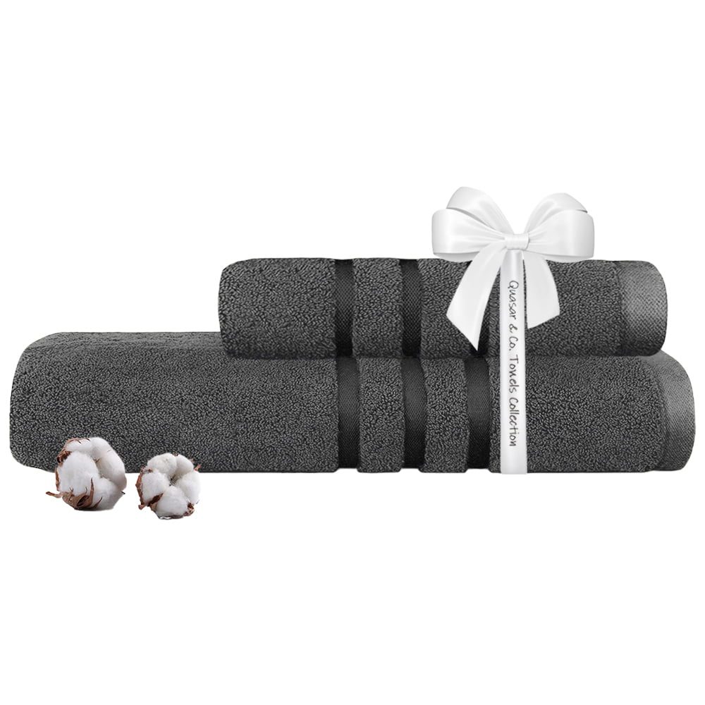 Set 2 prosoape Quasar & Co.®, 100% bumbac, 450 g/mp, 50 x 90/70 x 140 cm, gri 3 Set 2 prosoape Quasar & Co.®, 100% bumbac, 450 g/mp, 50 x 90/70 x 140 cm, gri 3
