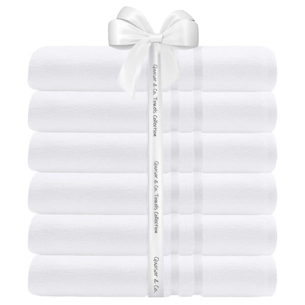 Set 6 prosoape baie Quasar & Co.®, 100% bumbac, 450 g/mp, 50 x 90 cm, alb - imagine 3
