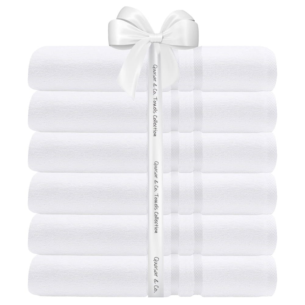 Set 6 prosoape baie Quasar & Co.®, 100% bumbac, 450 g/mp, 50 x 90 cm, alb 3