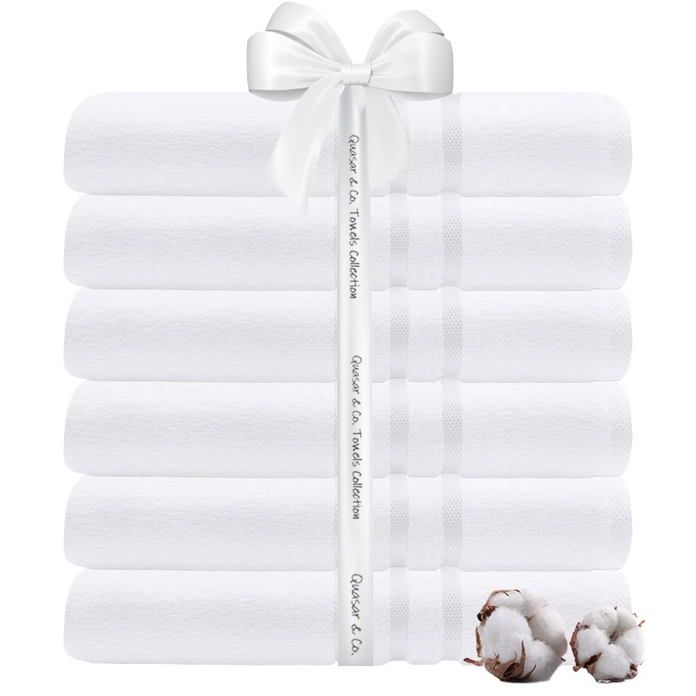 Set 6 prosoape baie Quasar & Co.®, 100% bumbac, 450 g/mp, 50 x 90 cm, alb